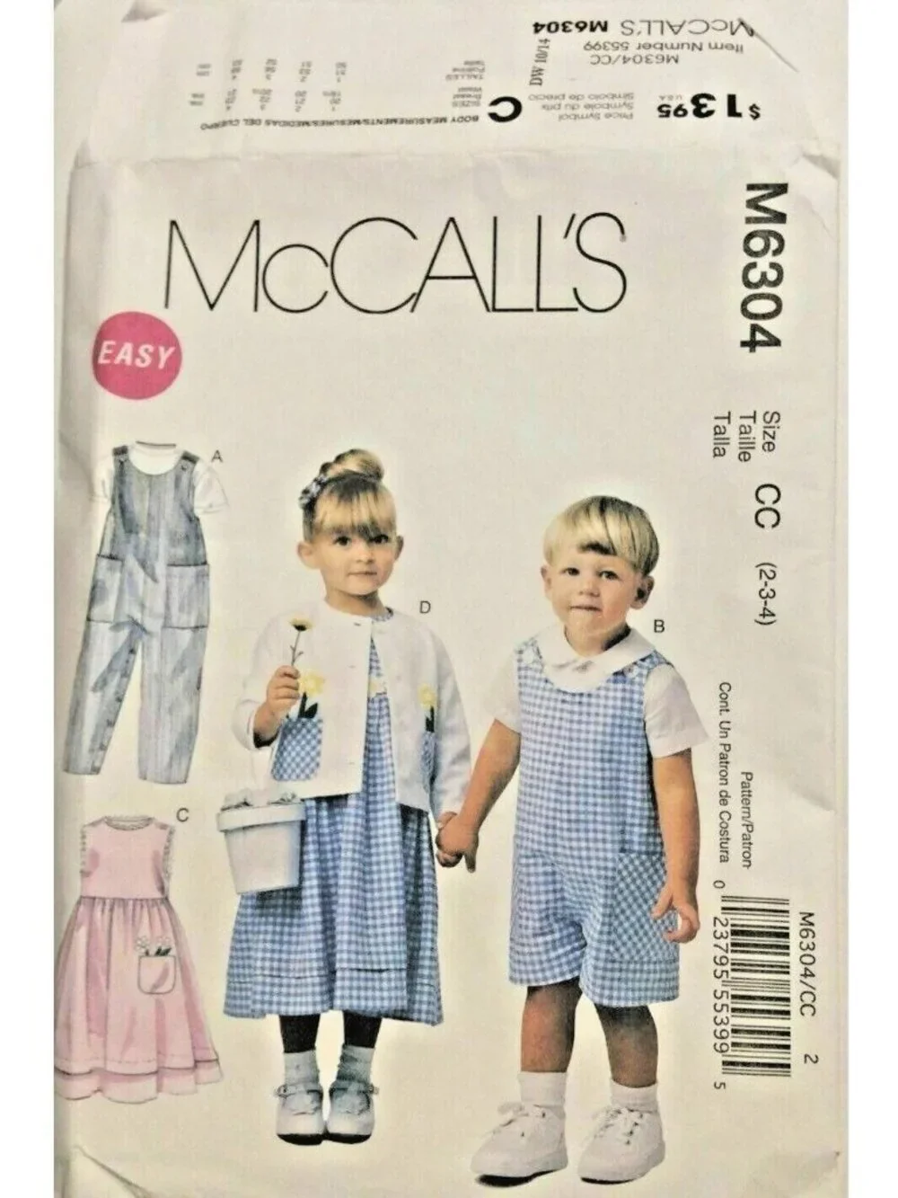 SEWING PATTERN McCalls M6304 Toddlers Rompers 2 Length Dress Jacket Shirt Unisex